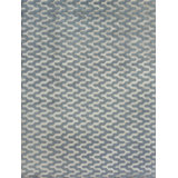 Hand Knotted Chevron Area Rug in Blue And Ivory