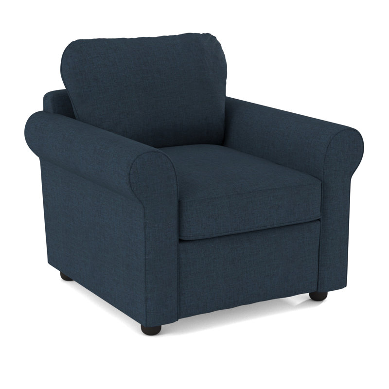 Warrington Upholstered Armchair, Zuma Navy Textured Linen