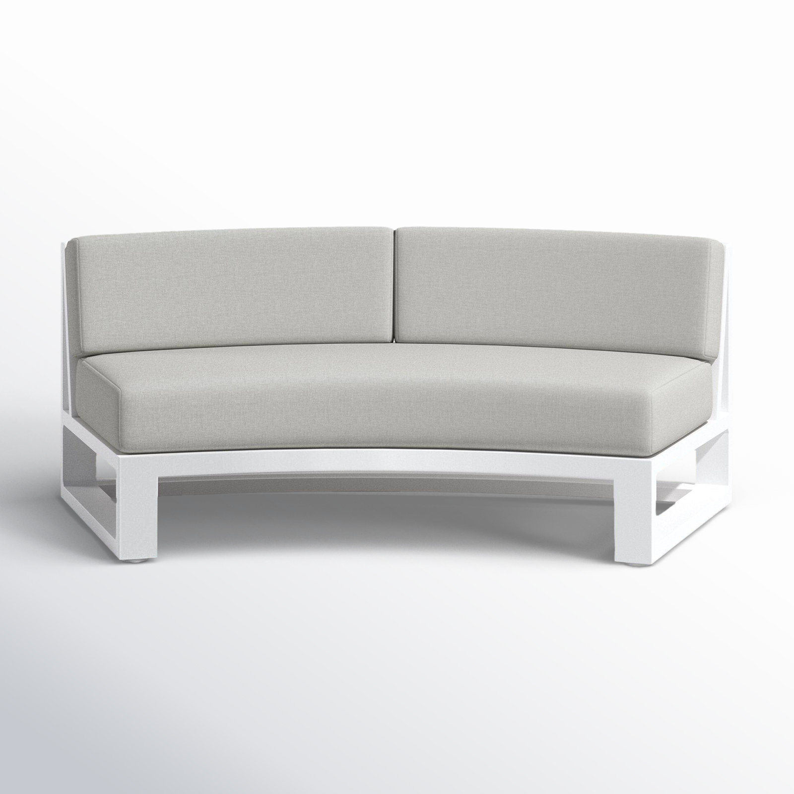 Camela 69.33'' Wide Curved Aluminum Loveseat with Sunbrella® Cushions, Cast Silver Sunbrella®