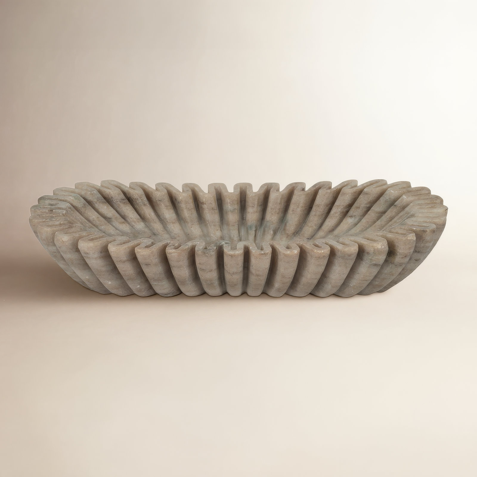 16" Arkin Wavy Marble Bowl, Tan