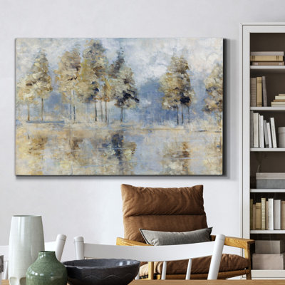 «Blue Golden Forest», reproduction d'art sur toile tendue
