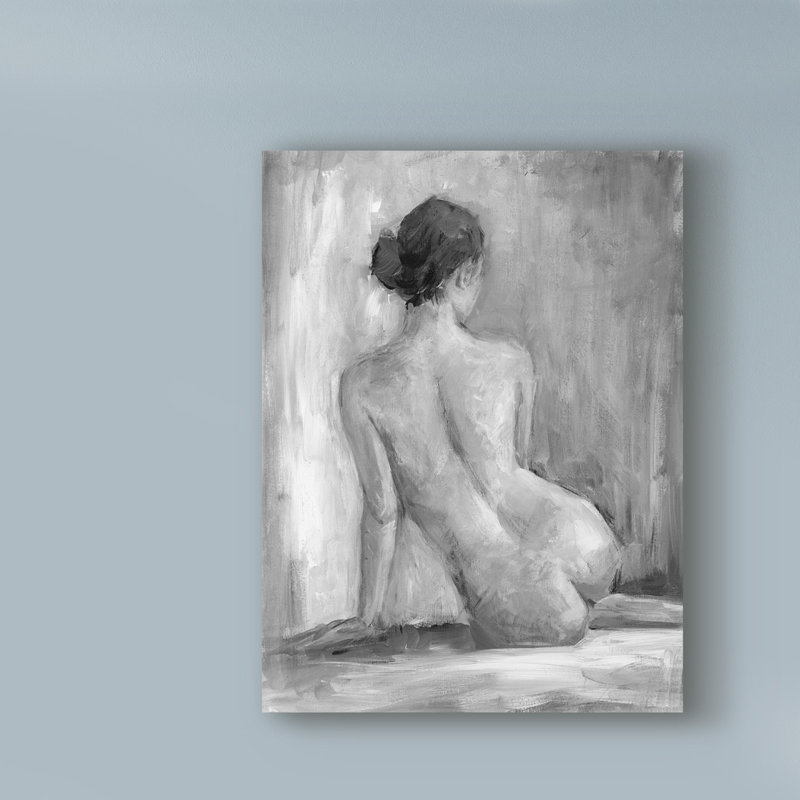 «Figure in Black and White I», reproduction de dessin sur toile tendue, H 24 po x l 18 po x P 2 po