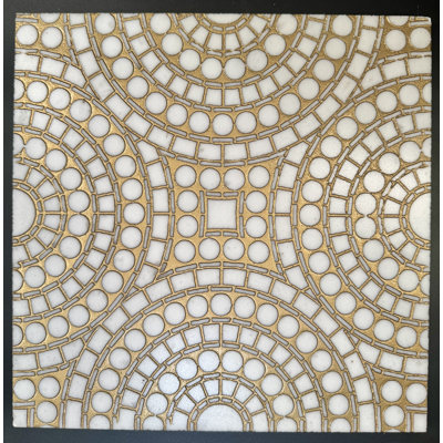 Radiant Gold Paint Etched Marble Tile
