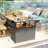 Outdoor Bar Cart, HDPE Outdoor Kitchen Cabinet Bar Table w/ Wheels,wood