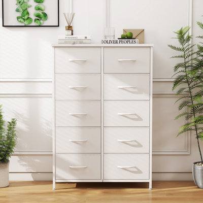 Commode 10 tiroirs en tissu large, grande unité de rangement avec tissu pour chambre à coucher, placard, couloir