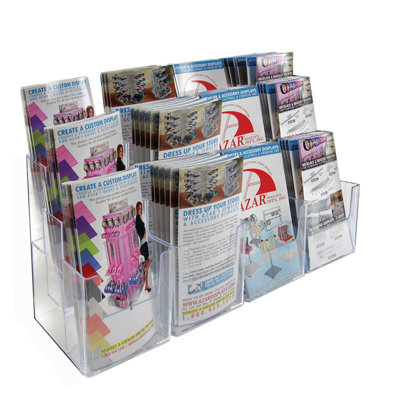 Three-Tiered Tri-Fold Brochure Counter Display (12 Pockets), 2-Pack