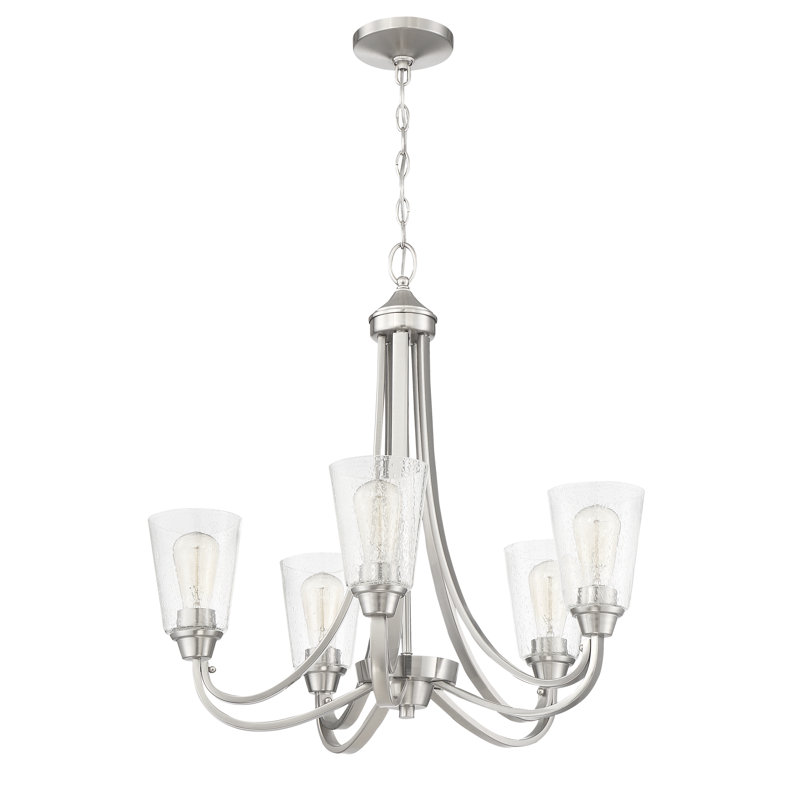 Ozcan   5 - Light Dimmable Empire Chandelier, Brushed Polished Nickel