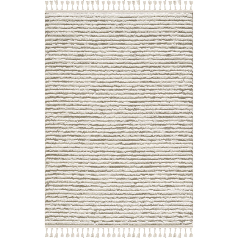 Tapis beige à poils longs Ruprecht, Rectangle 7 pi 7 po x 10 pi