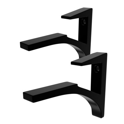 Aluminum Shelf Bracket for 5/8" to 3/4" Glass Black Finish Pack of 2