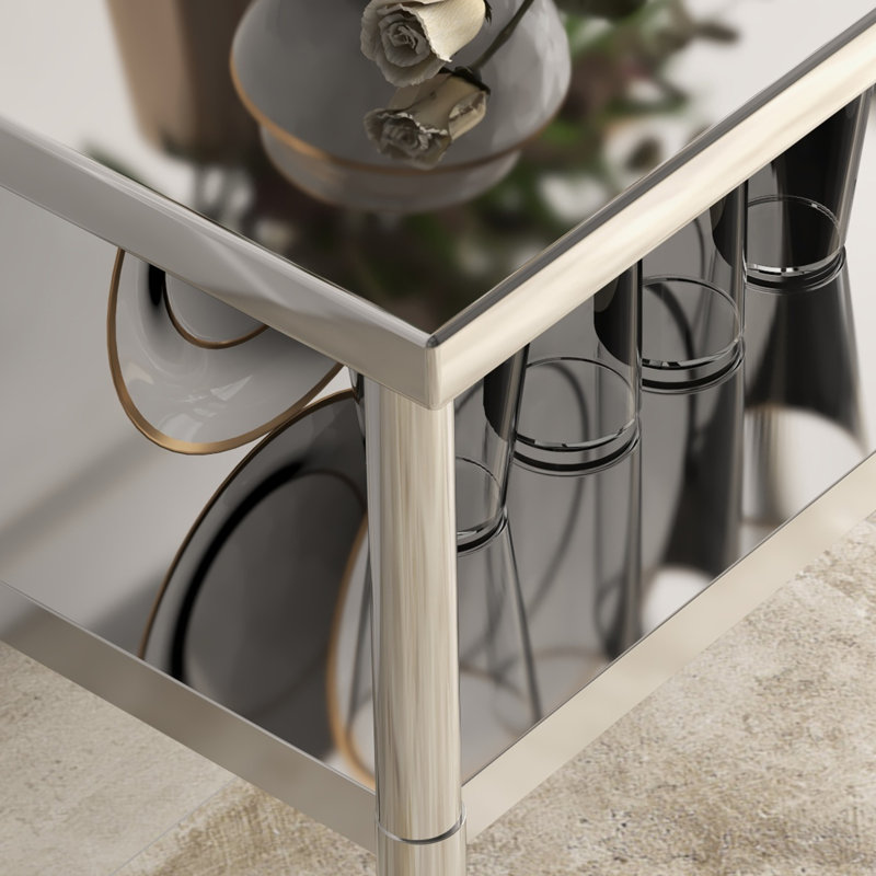 Table de travail robuste en acier inoxydable pour bureau - Bureau commercial certifié NSF - Plateau de table en métal durable - Avec tablette inférieure - Avec roulettes sans dossier - Dimensions: 76 x 46 cm
