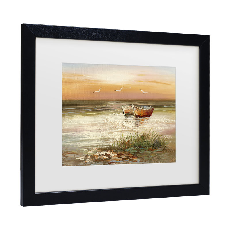 «Florida Sunset», peinture sur toile, H 11 po x l 14 po x p 0,5 po, Cadre noir