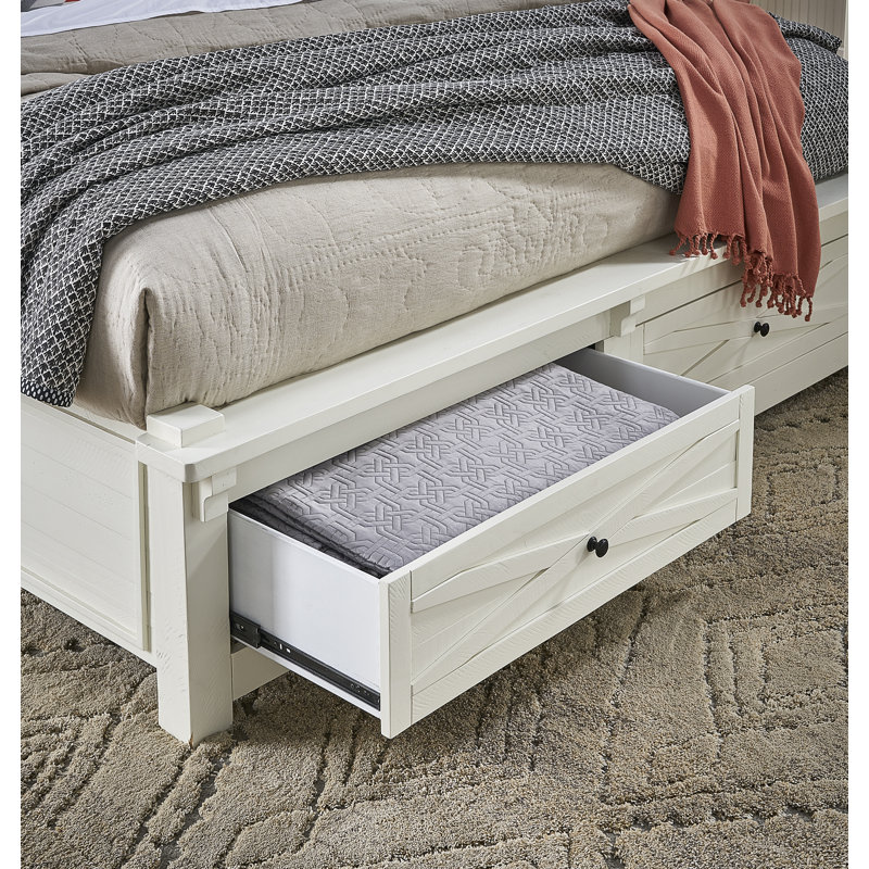 Carney Solid Wood Bookcase Storage Bed, King, Brown