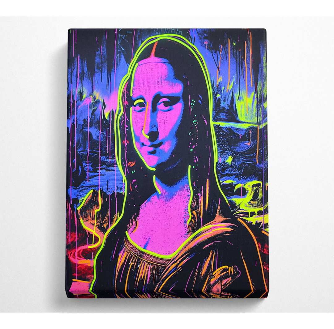 Neon Face Mona Lisa - No Frame Kunstdrucke auf Leinwand