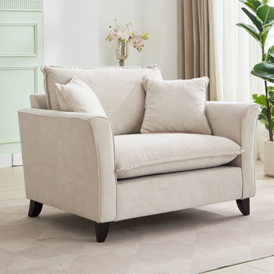 Fauteuil surdimensionné de 46,9 po, tissu chenille, fauteuil confortable et demi-canapé simple avec coussin pour le salon, bureau, crème
