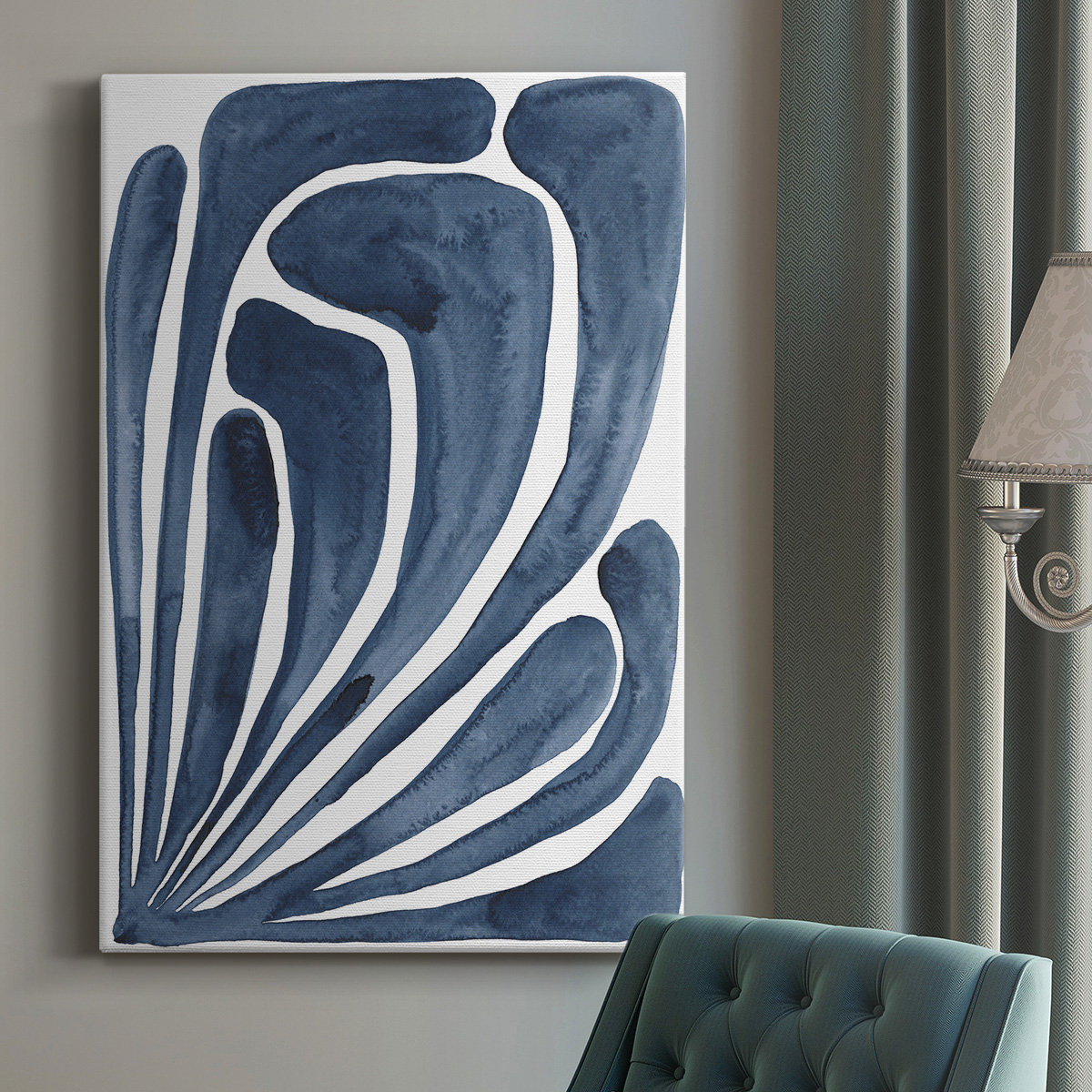 Ivy Bronx Blue Stylized Leaf II Blue Stylized Leaf II - Print - Wayfair ...