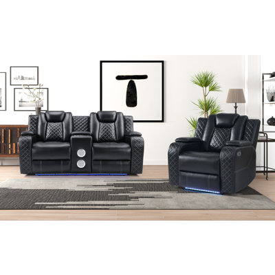 Davarious 2 - Piece Modern Multifunctional Breathable Leather Reclining Living Room Set