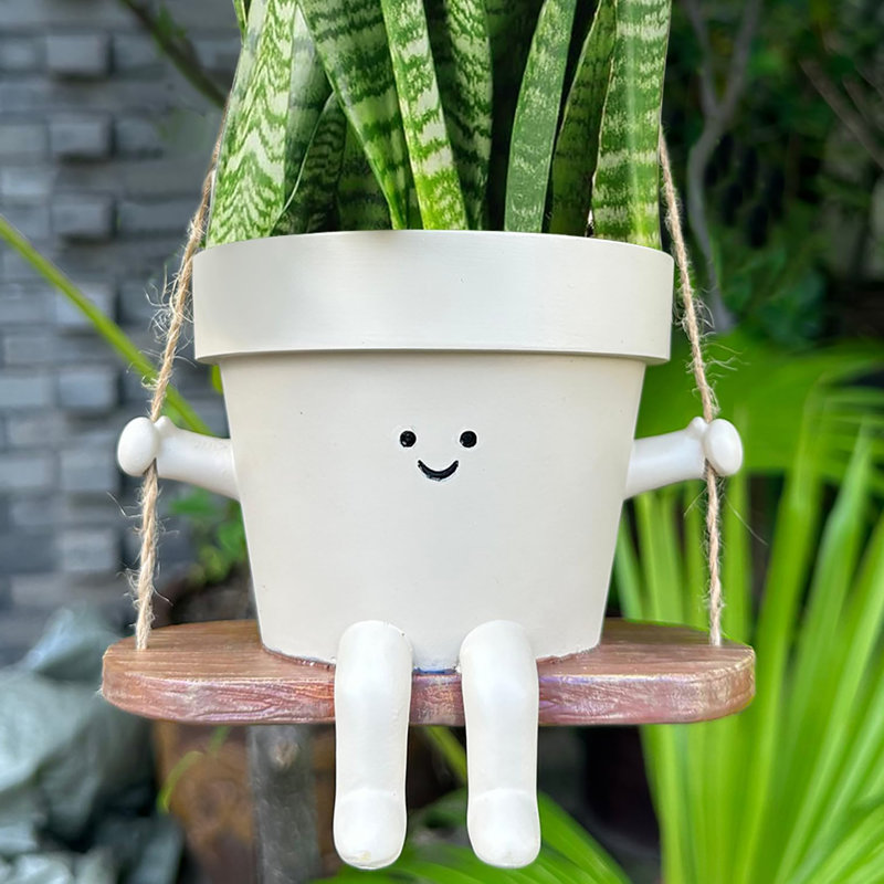 Cute Hanging Head shaped Planter with Drainage Hole: Suitable for Indoor and Outdoor Planting, Fits Succulents like String of Pearls, a Special Gift