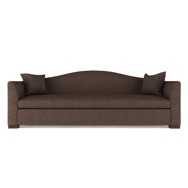 Horatio Camelback Taper Curved-Arm Sofa, 33" H x 84" W x 40" D, Dark Brown, Crushed Velvet Oyster