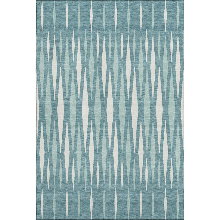 Premium Machine Washable Prisco Teal Rug