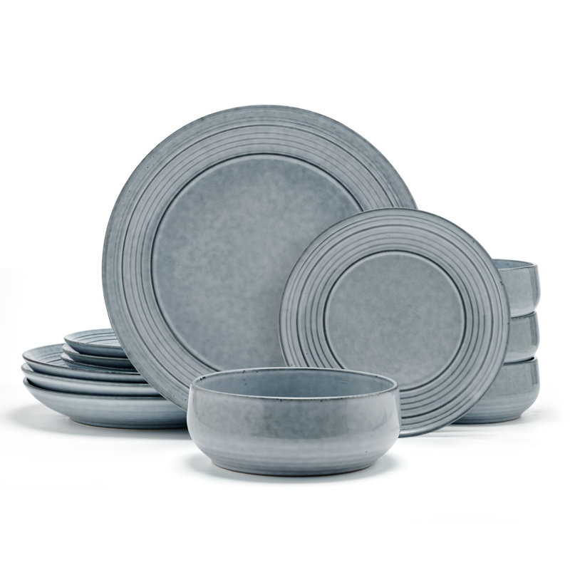 Jensen 12-Piece Stoneware Dinnerware Set, Service for 4