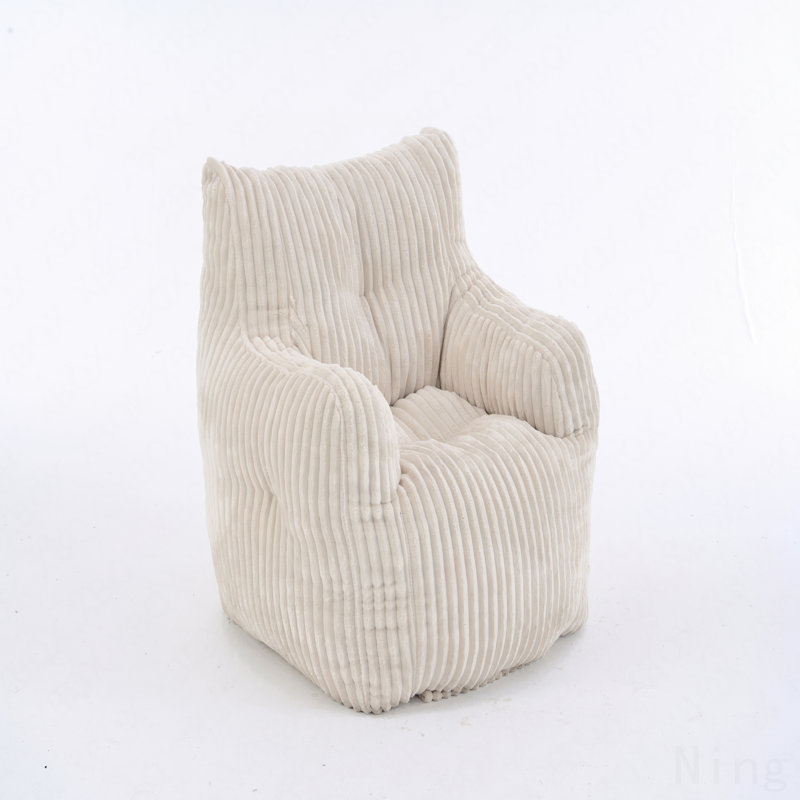 Soft Fluffy Corduroy Fabric Bean Bag Chair Filled With Memory Sponge,Beige, Beige Corduroy