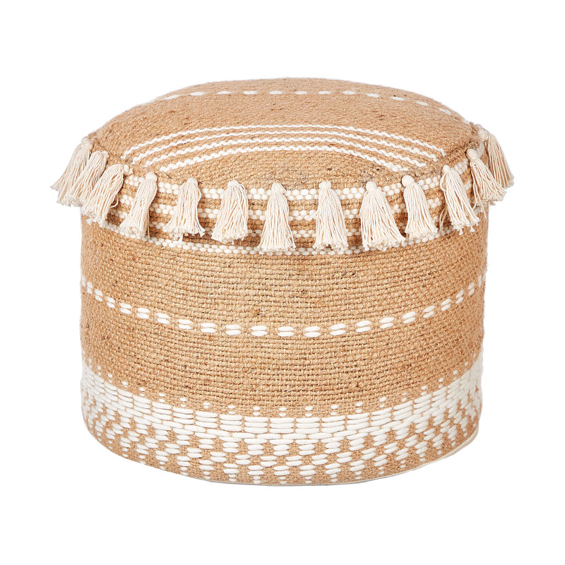 Cuaron 50cm Wide Round Abstract Pouffe Ottoman