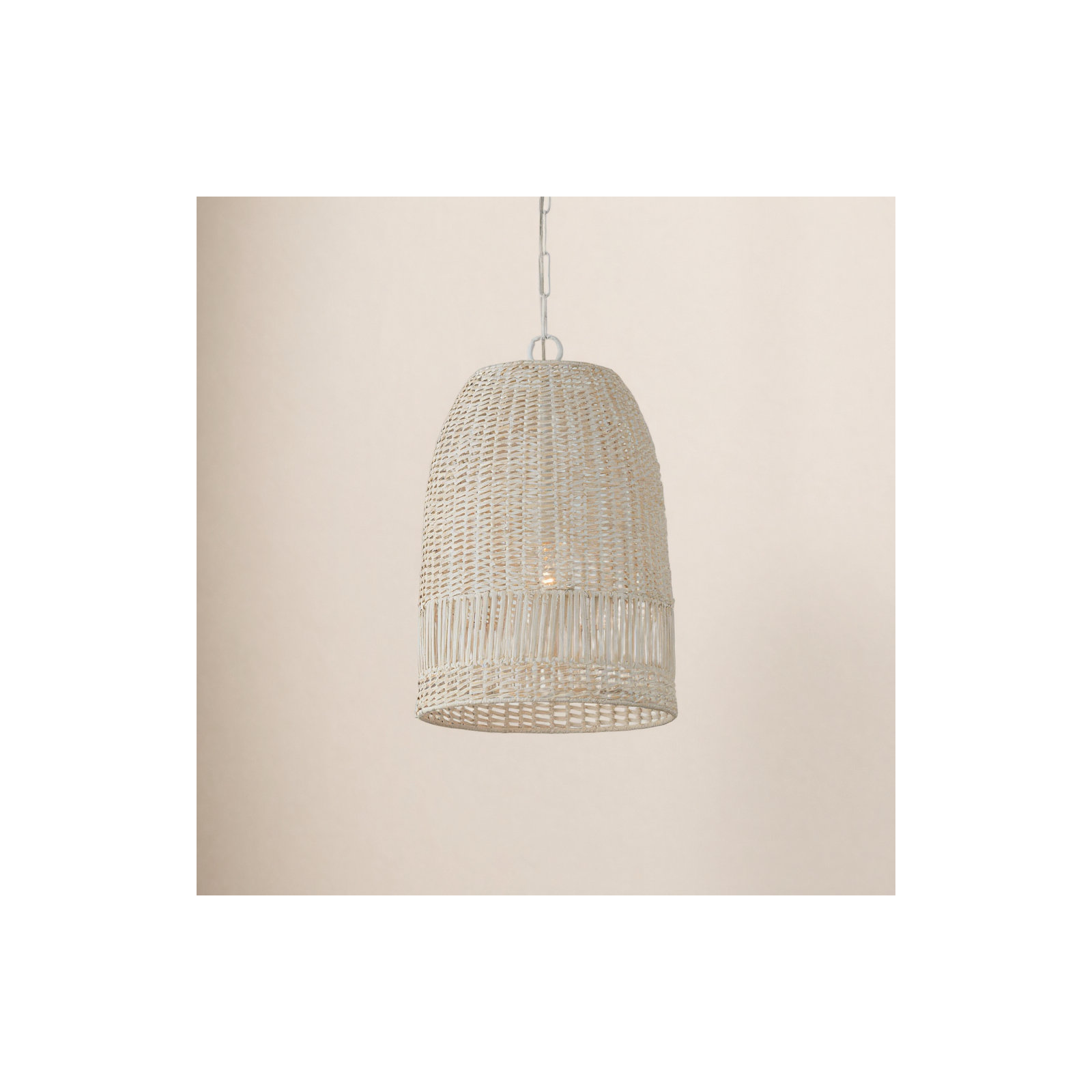 Hasley Single Light Rattan Dimmable Pendant, White