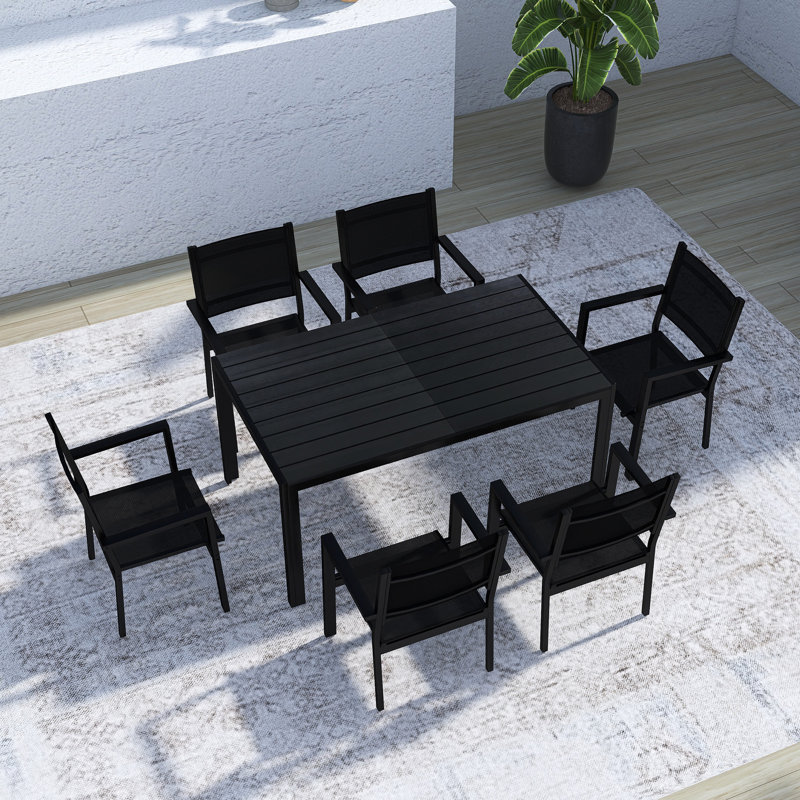 High-Quality Steel Outdoor Table And Chair Set, Black