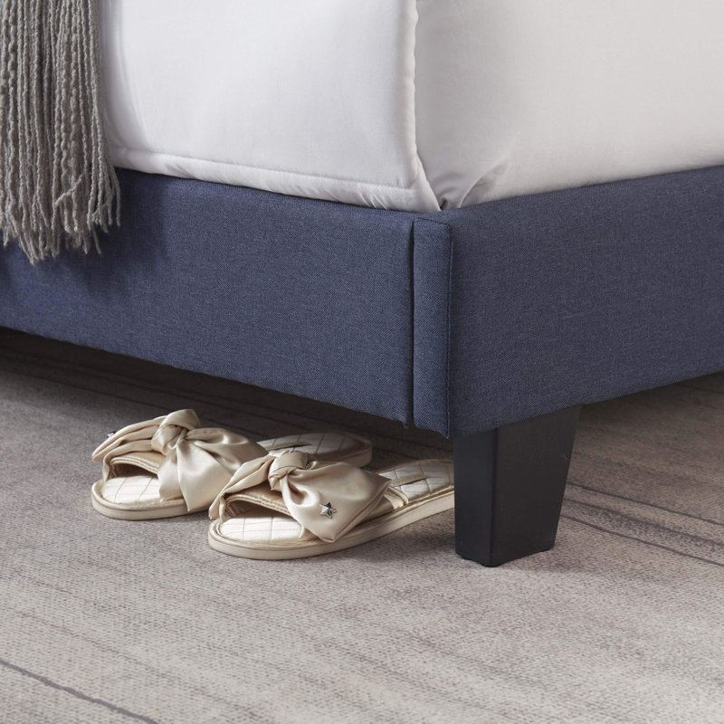 Nestl Horizontal Channel Upholstered Platform Bed, Navy, King