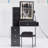 Small Size Left Drawer Desktop Vanity Table + Cushioned Stool, 2 AC+2 USB Power Station, Hair Dryer Bracket, Extra Large Touch Control Sliding LED Mirror, Tri-Color Switching, EPA,GCC,UL Certificate-1060738517