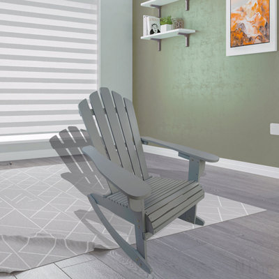 Reclining Wooden Outdoor Rocking Adirondack Chair,Walnut