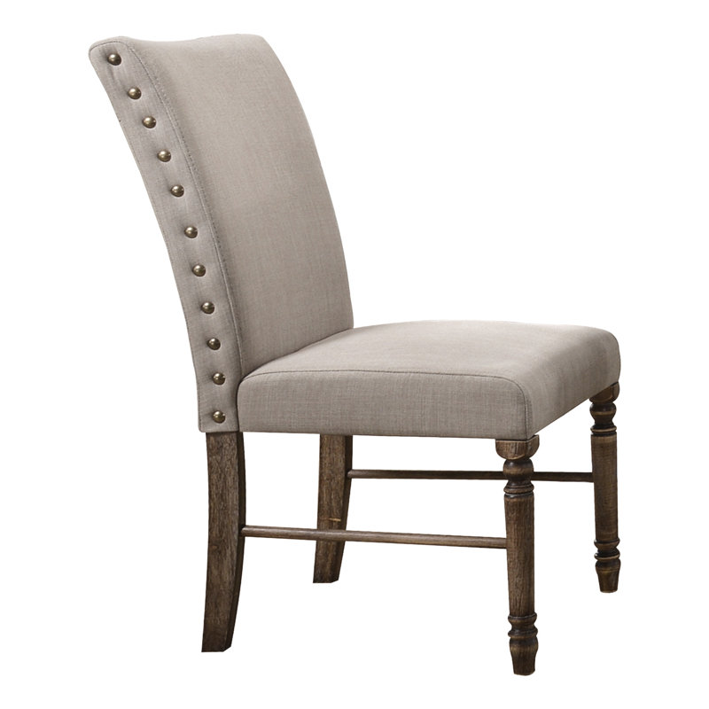 2 chaises d'appoint - 9 mm, garniture cloutée, limite de poids de 220 lb, siège en lin crème et chêne de 18 po (paire), dossier rembourré, largeur, profondeur du colis de 40 po