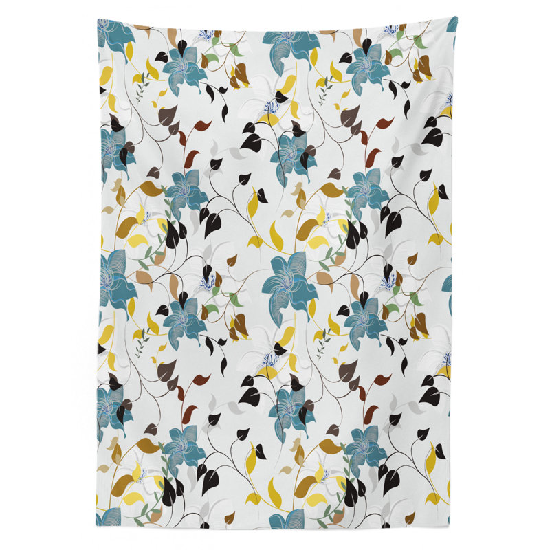 Ambesonne Leaf Tablecloth, Seasonal Flowers With Colorful Leaves Poison Ivy Plant In Contemporary Design Print, Rectangular Table Cover For Dining Room Kitchen Decor, 60" X 84", Multicolor