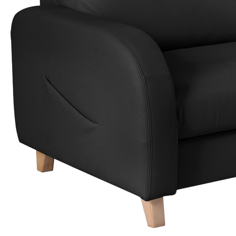 Roger Leather Corner Sofa, Right Hand Facing, Black