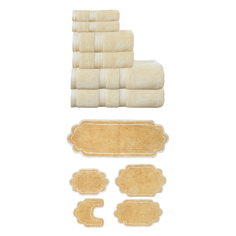 Ensemble de serviettes 6 pièces et 5 tapis de bain 5 pièces Talbert Collection, Gris foncé
