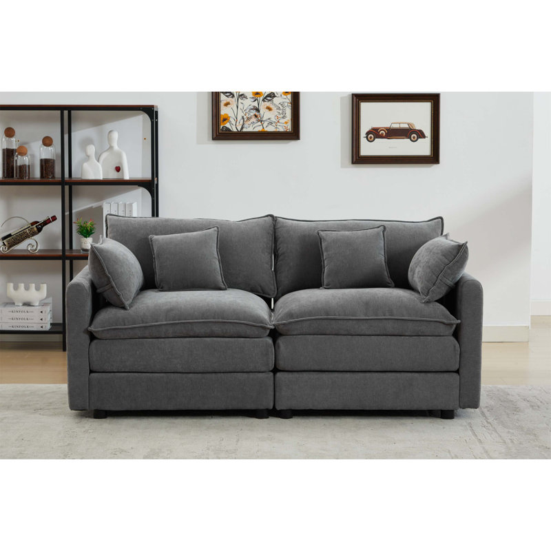 Modular Sectional Sofa, Gray Chenille
