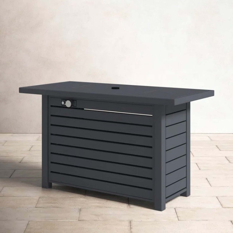 Steel Propane/Natural Gas Outdoor Fire Pit Table With Lid, Gray, 25" H x 20" W x 42" D