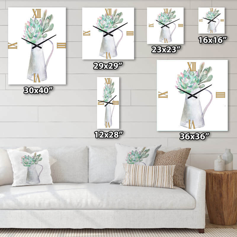 Succulent Home Plant - Horloge murale traditionnelle, Grand