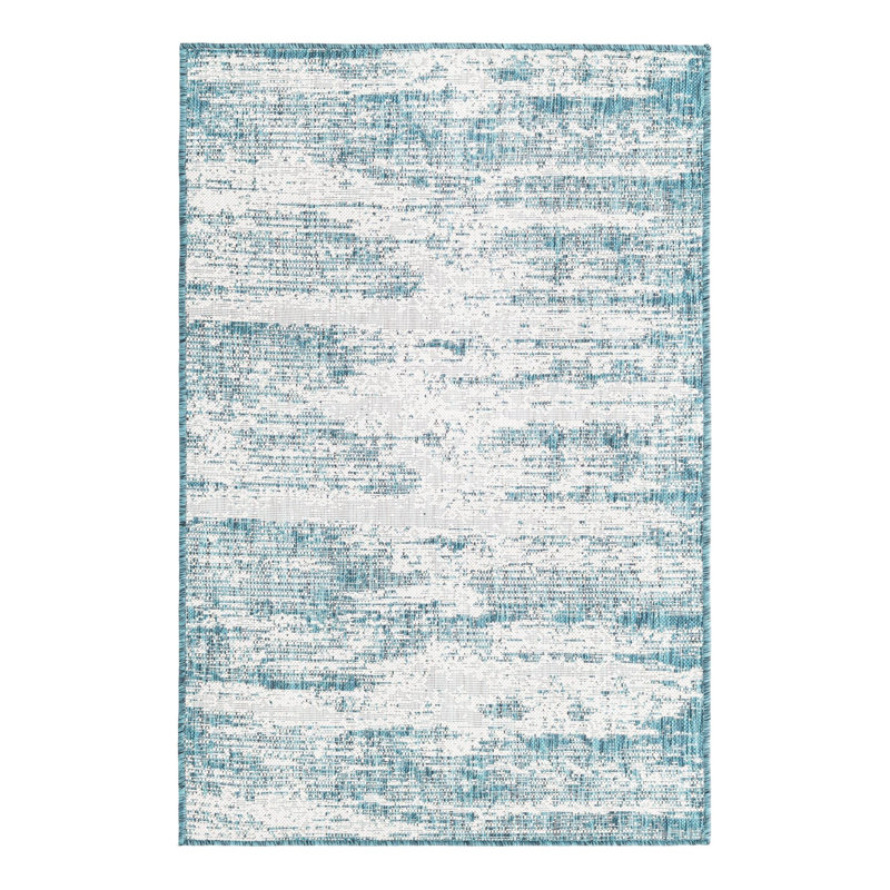Teal Cartago Indoor/Outdoor Modern Rug, Rectangle 3'3" x 5'2"
