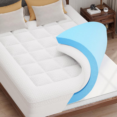 Dual Layer Memory Foam Mattress Topper - 3 Inch Pillow Top Mattress Topper, 2 Inch Cooling Gel Memory Foam And 1 Inch Pillow-Top Cover For Medium Support Relief Back Pain