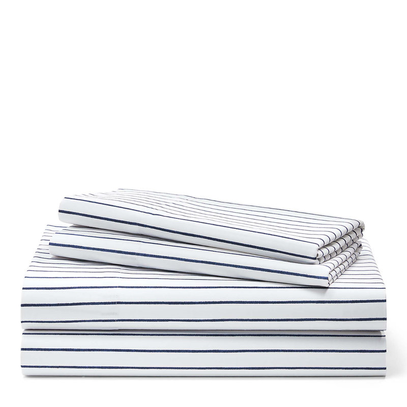 Spencer Striped 100% Cotton Sheet Set, California King, Navy