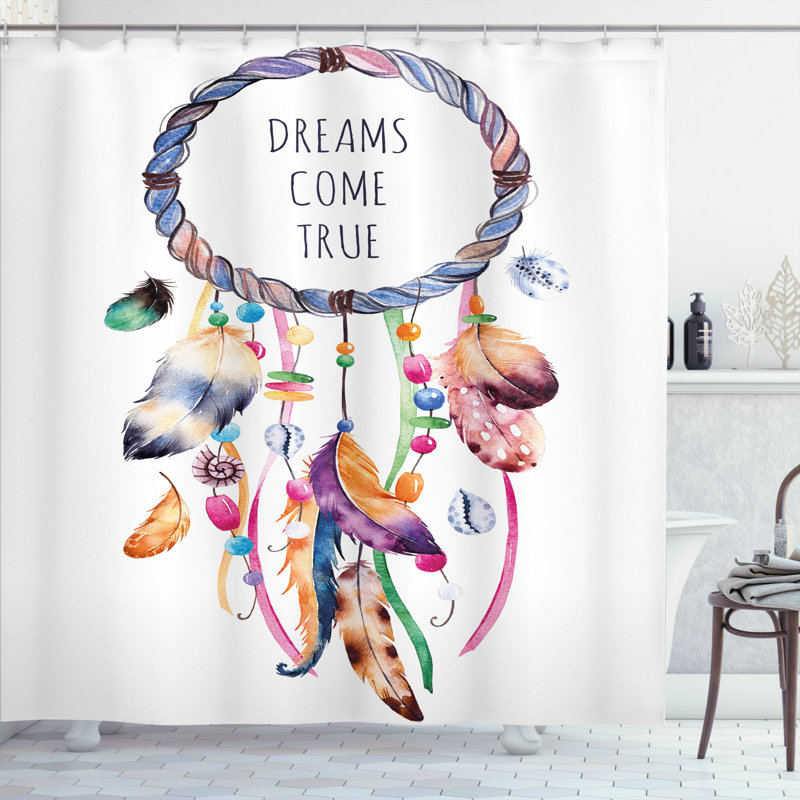 Ensemble de rideau de douche en plumes et crochets, H 69 po x l 105 po