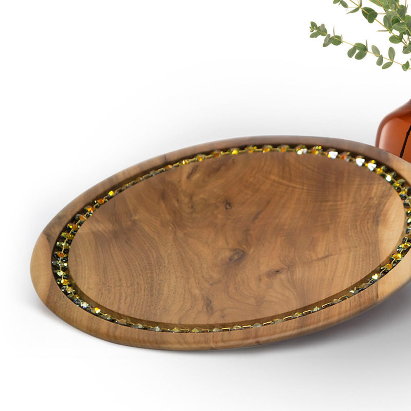 Johara Wood Platter, Brown/Valentinit Velvet