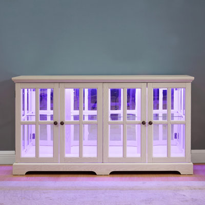 Led Curio Display Cabinet Antique Display Cabinet With Glass Doors Adjustable Shelves For Collectibles Four Door Design Vintage Showcase For Home Or Office Antique Display Case Whi