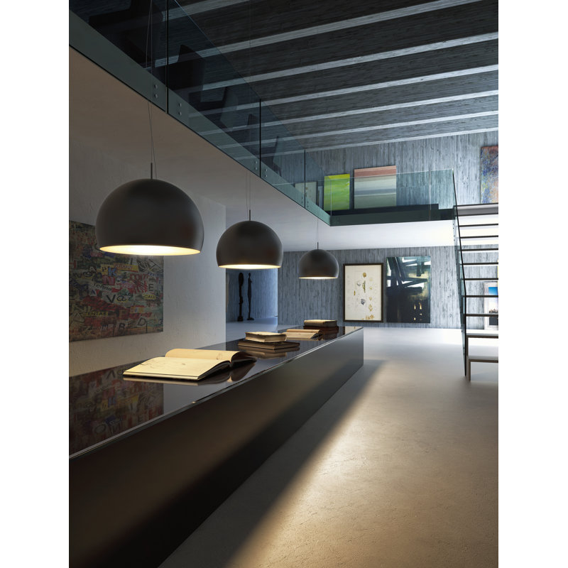 Biluna 1 - Light White Dome Pendant, Matt Black