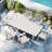 Immie 7- Piece HDPE Outdoor Dining Table Set With Chairs & Umbrella Hole, White-1015650110-1015650109