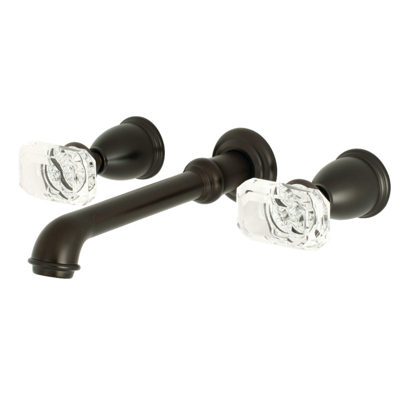 Robinet de salle de bain fixé au mur Krystal Onyx, Bronze huilé