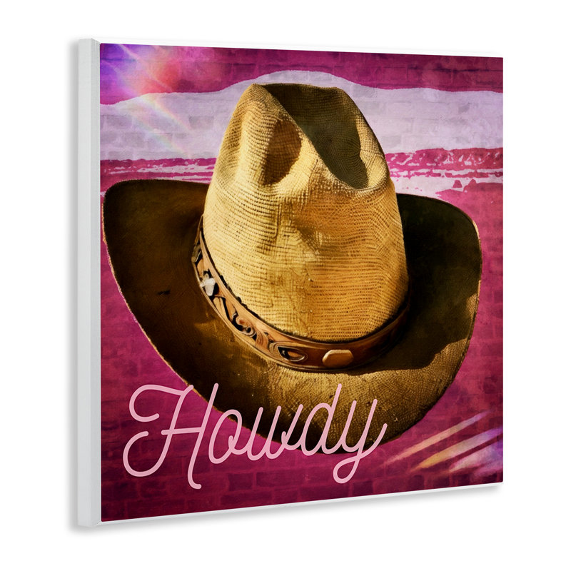 "Howdy Cowboy Hat" sur plaque murale rose par Graffi *ee Studios