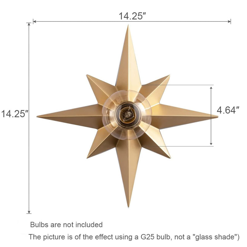Star Flush Mount Ceiling Light - Perfect for Bedroom, Study, Hallway and Entryway, ‎Brass
