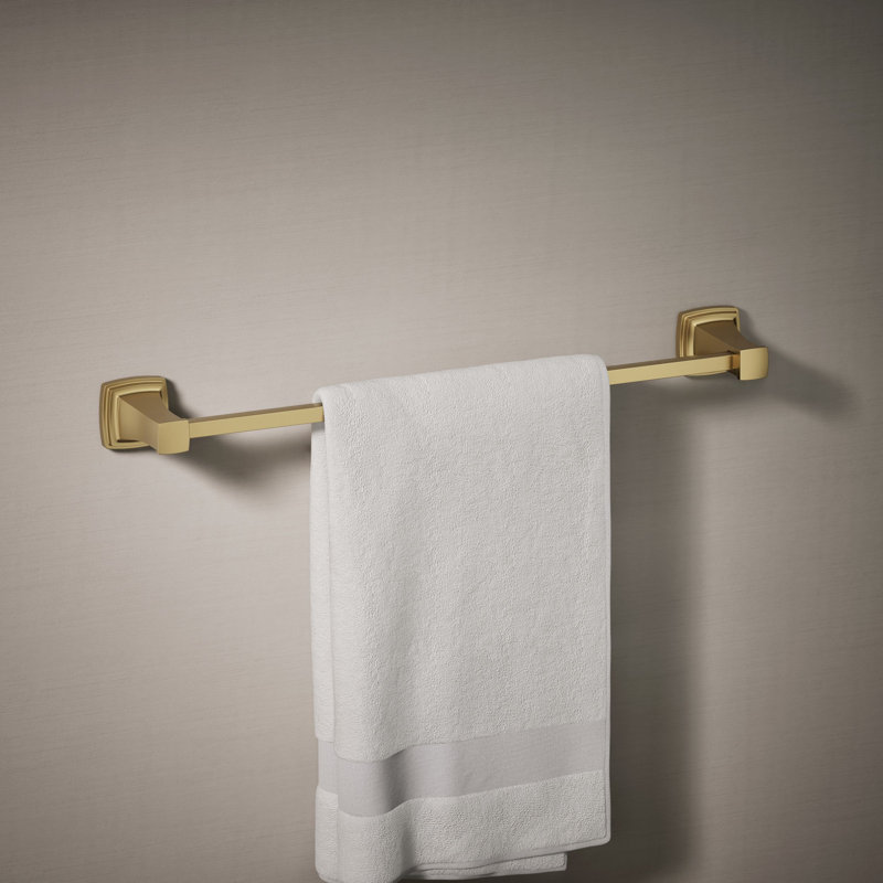 Riff Wall Mounted Towel Bar, 24"W, Vibrant Brushed Moderne Brass